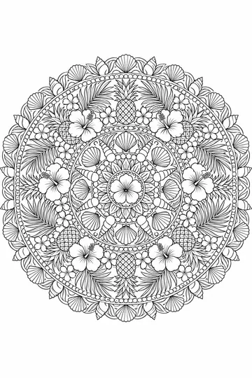 Tropical Mandala coloring page