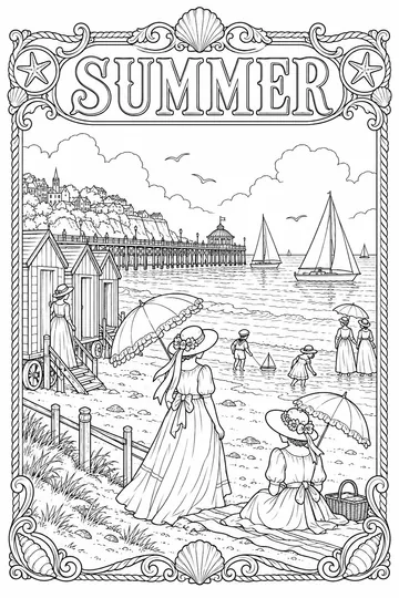 Vintage Seaside coloring page