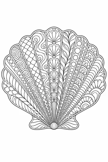 Zentangle Seashell coloring page