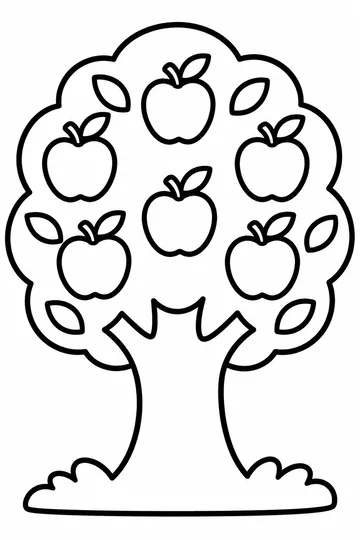Round Apple Tree coloring page