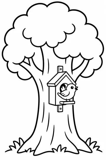 Tree with Birdhouse coloring page