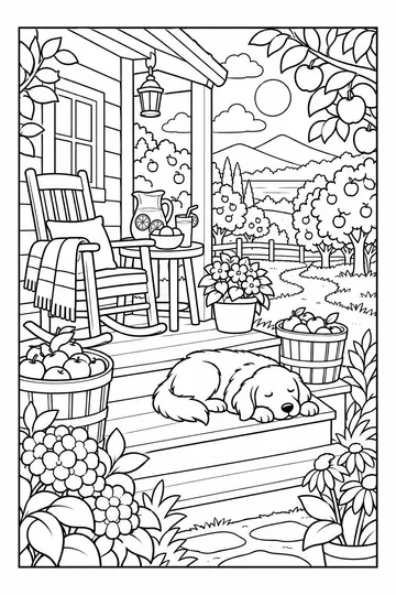 Orchard Cabin coloring page