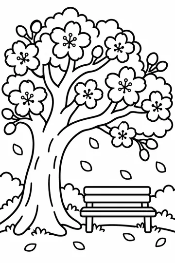 Cherry Blossom Tree coloring page