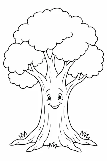 Smiling Tree coloring page