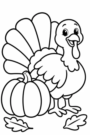 Turkey and Pumpkin coloring page
