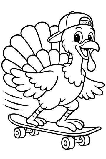 Skateboarding Turkey coloring page