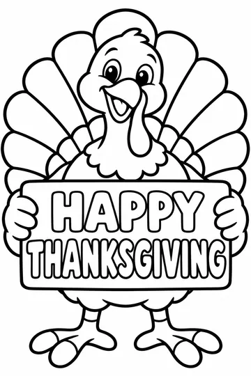 Happy Thanksgiving Turkey coloring page
