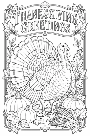 Vintage Thanksgiving Turkey coloring page