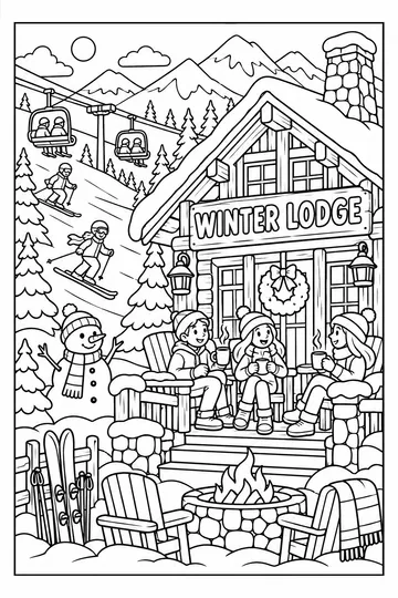 Ski Lodge coloring page