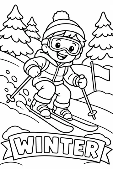 Skiing Down the Hill coloring page