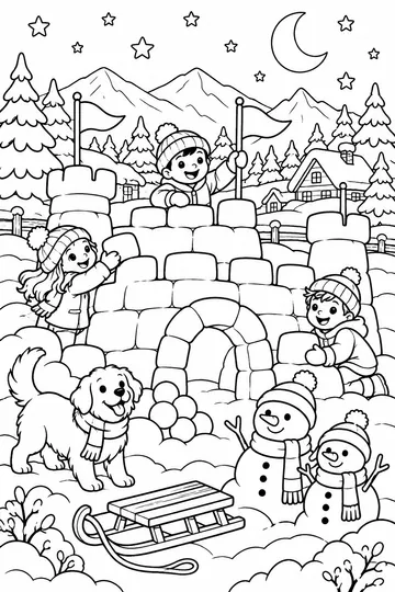 Snow Fort Day coloring page