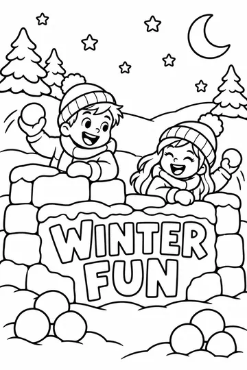 Snowball Fight coloring page