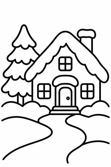 Snowy House coloring page