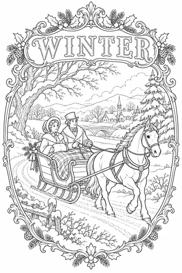 Vintage Sleigh Ride coloring page