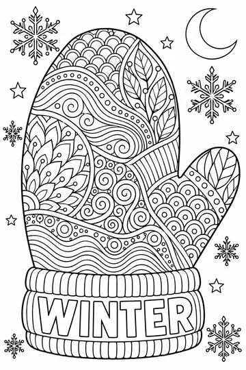 Zentangle Mitten coloring page