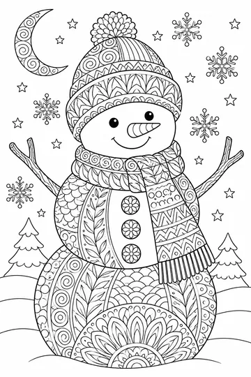 Zentangle Snowman coloring page